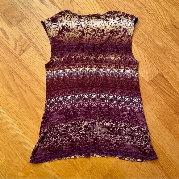 Sleeveless Purple Floral Abstract Tank Top Blouse - Picture 2 of 4